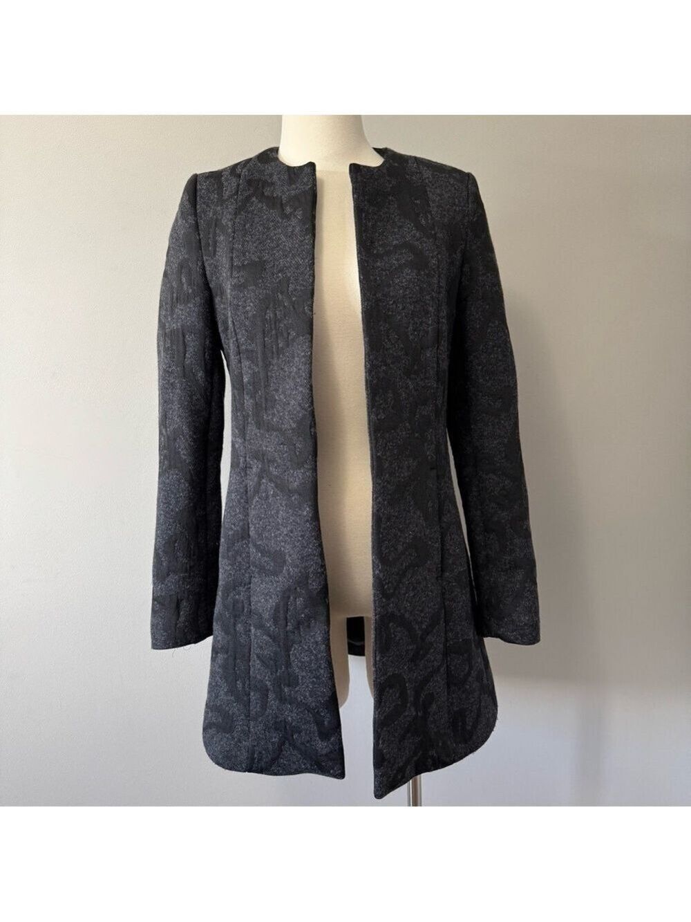 Melanie Lyne Women's Gray Patterned Blazer Coat SZ 2